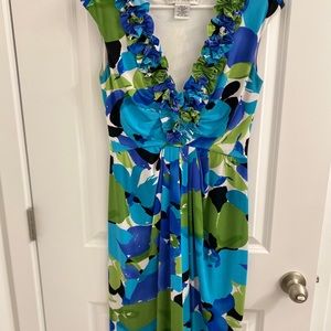 Blue floral knee length dress